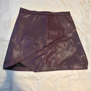 Dynamite Faux Leather Tulip Mini Skirt in Plum